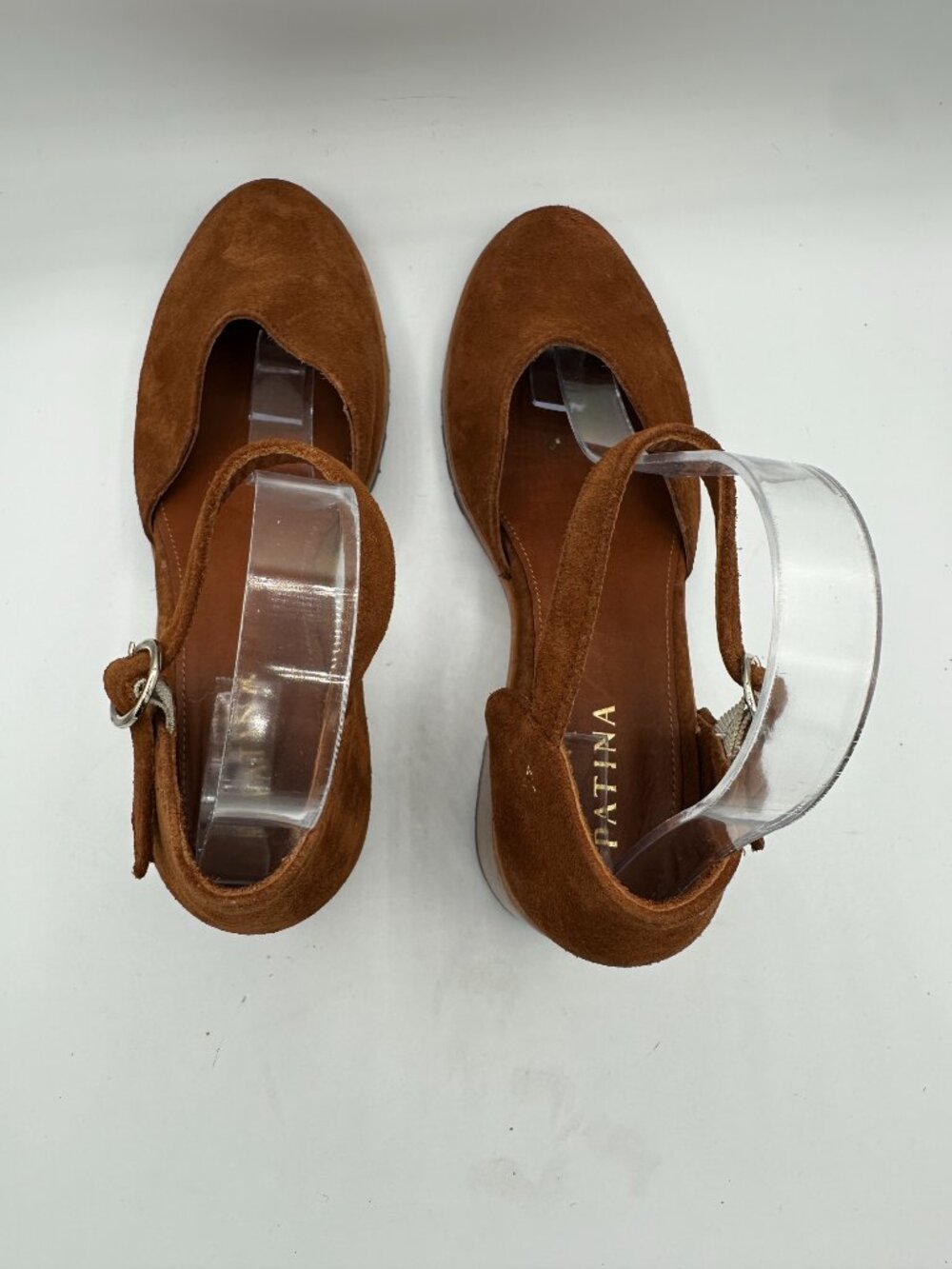 PATINA by Portland Leather Brown Suede Block Heeled Mary Jane’s Women's 9.5 - Picture 5 of 7